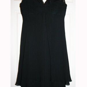 DONNA RICCO Mini Black Silk & Lace Sleeveless LBD Cocktail Dress Size 10